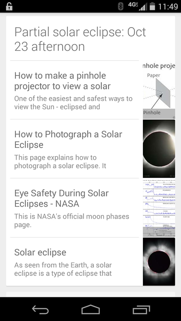 Google Now Artık Güneş Tutulmalarını da Haber Veriyor