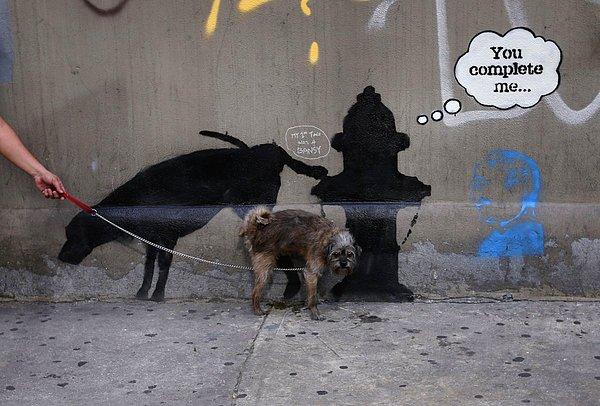 14. Banksy'nin işleri bazen sosyal mesaj kaygısı gütmeden de eğlenceli olabiliyor, tıpkı New York City'de bulunan bu çalışma gibi.