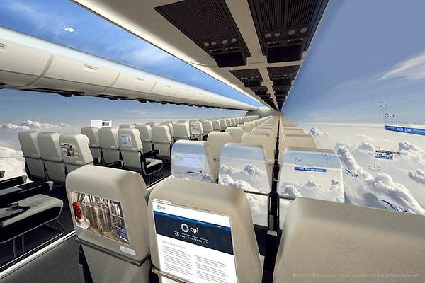 1. İşte gelecekteki havacılık ve uçak kültürünün neye benzeyeceği üzerine ufak bir tüyo, penceresiz uçaklar.