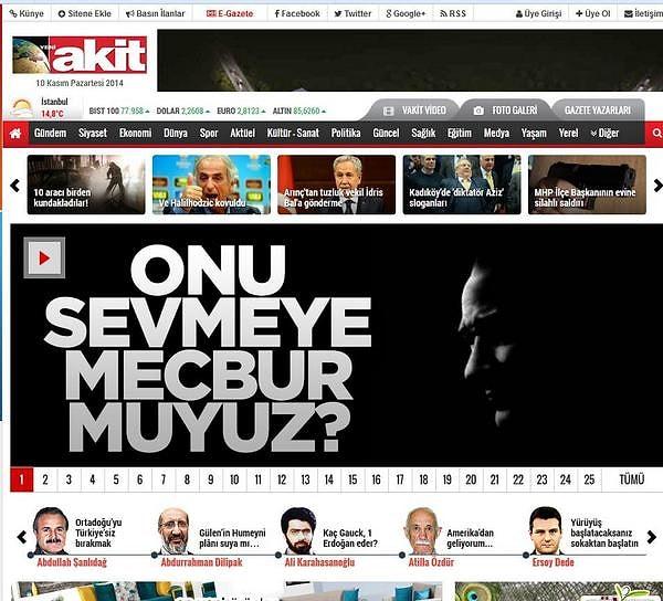 10 Kasım saat 09.05, Akit gazetesi internet sitesi...