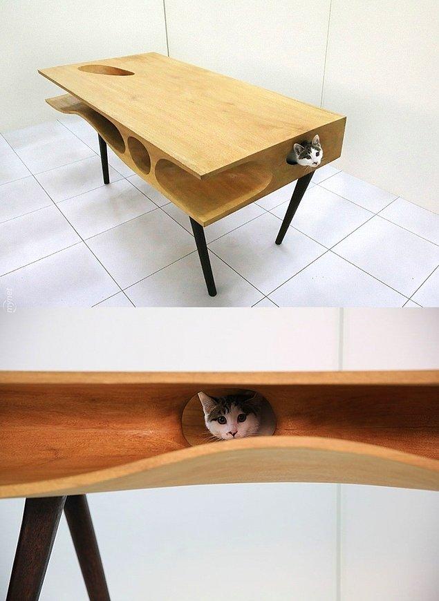 9. Kedi Masası - Kediler için oyun masası, sizin için normal masa