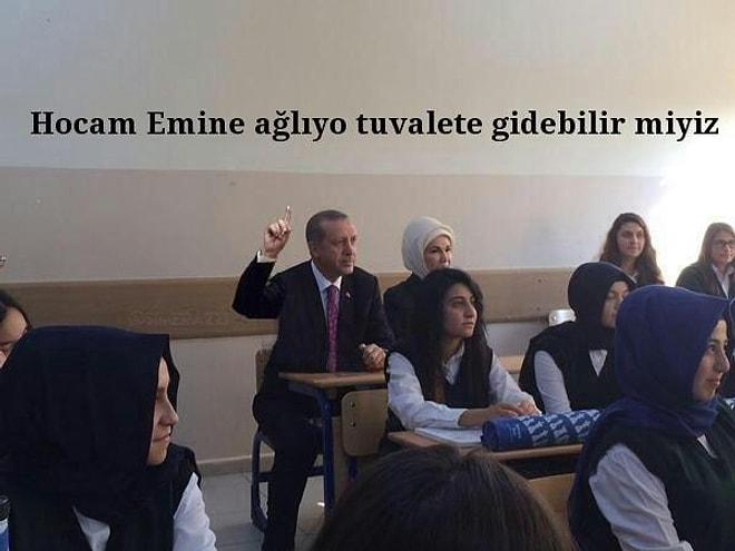 Lise Sırasına Oturmuş Recep Tayyip Erdoğan Fotoğrafından Yapılan 18 Caps