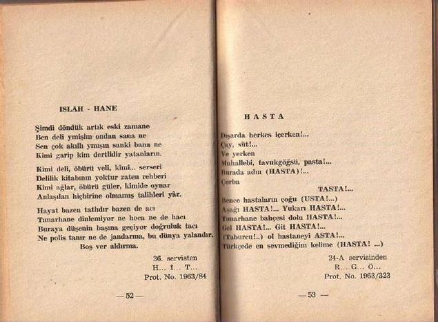 60'larda Bakırköy Ruh ve Sinir Hastalıkları Hastanesi’nde Yatan Akıl Hastalarının Yazdığı 26 Şiir