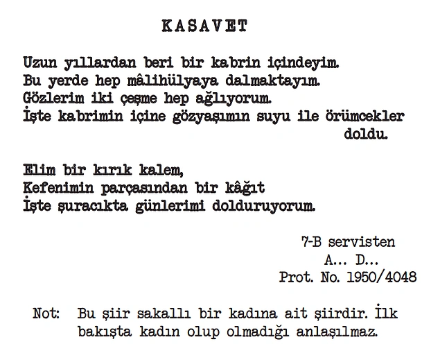 60'larda Bakırköy Ruh ve Sinir Hastalıkları Hastanesi’nde Yatan Akıl Hastalarının Yazdığı 26 Şiir