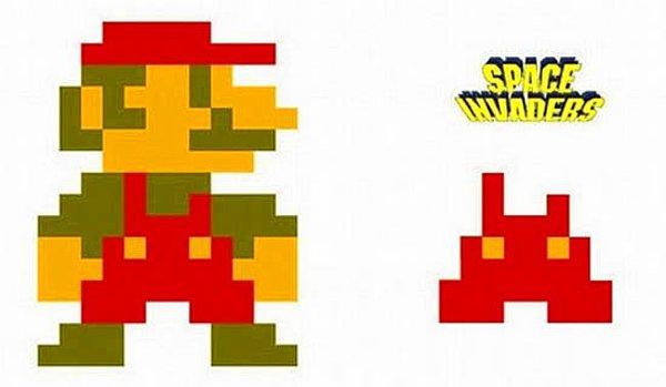 4. Üstelik Mario üst baş olarak bir Space Invader giyiniyor.