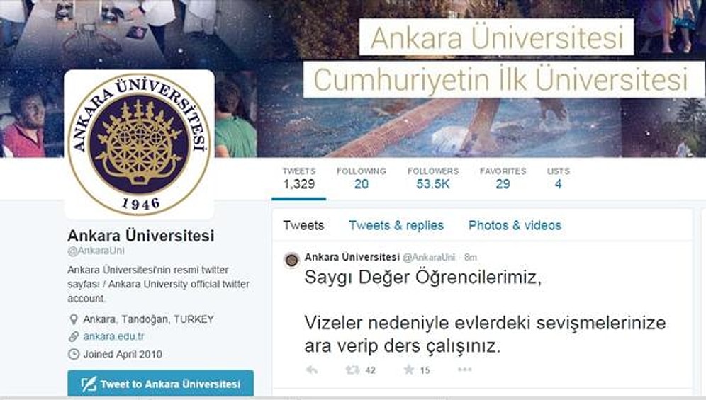 Ankara Üniversitesi'nin Twitter Hesabı Hacklendi: 'Sevişmeyin, Ders Çalışın’