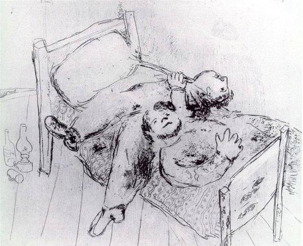 4. Marc Chagall:Reclining on the bed