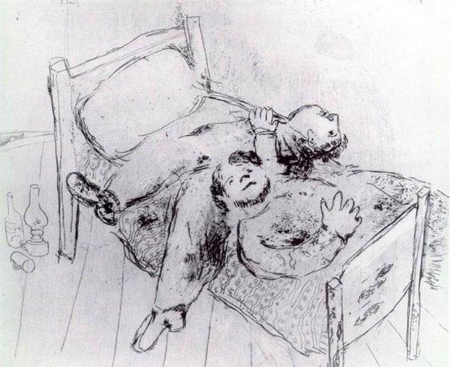 4. Marc Chagall:Reclining on the bed