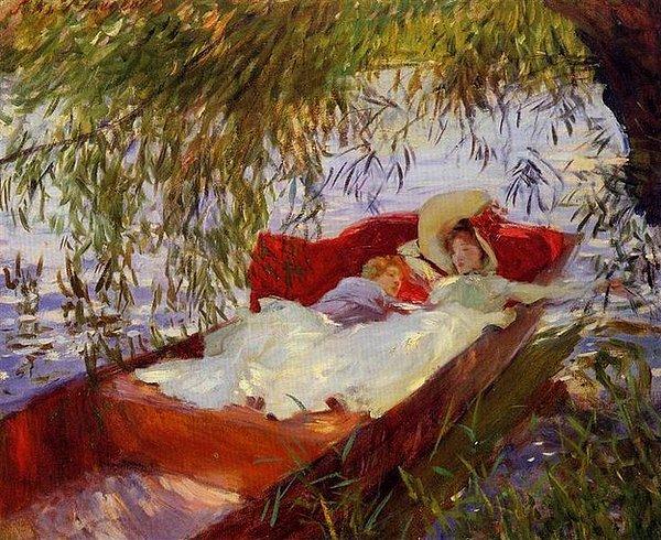20. John Singer Sargent:Two Women Asleep in a Punt under the Willows