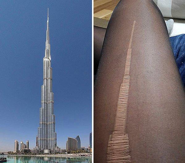 8. Dünyanın en yüksek gökdeleni Burç Halife ve kaçmış kadın çorabı