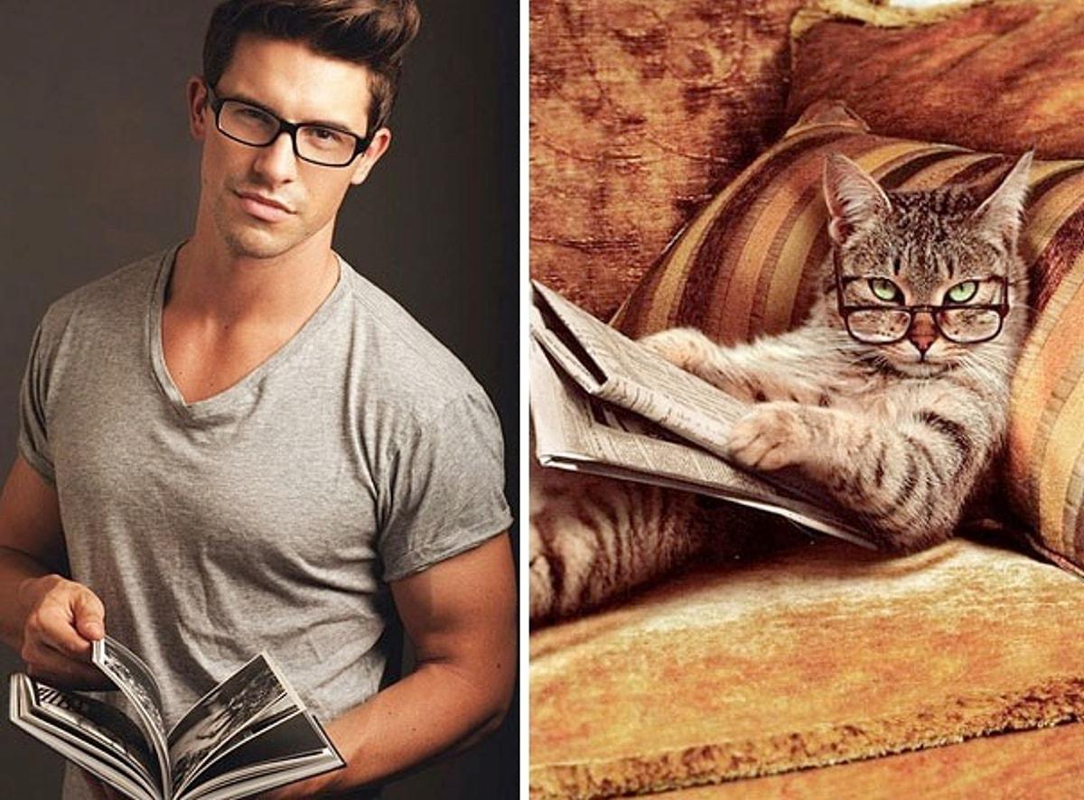 Реклама красавчик. Мужчина в очках и с котом. Кот красавчик. Красивые мужчины с котами. Парень с котом в очках.