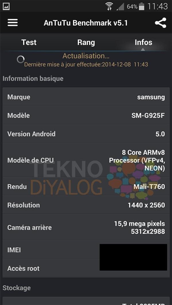 Samsung Galaxy S6 AnTuTu Test Sonuçları