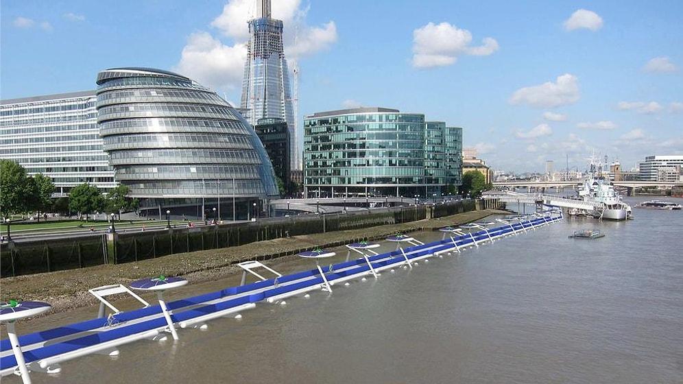 Londra Thames Nehri'ne Yüzen Bisiklet Yolu