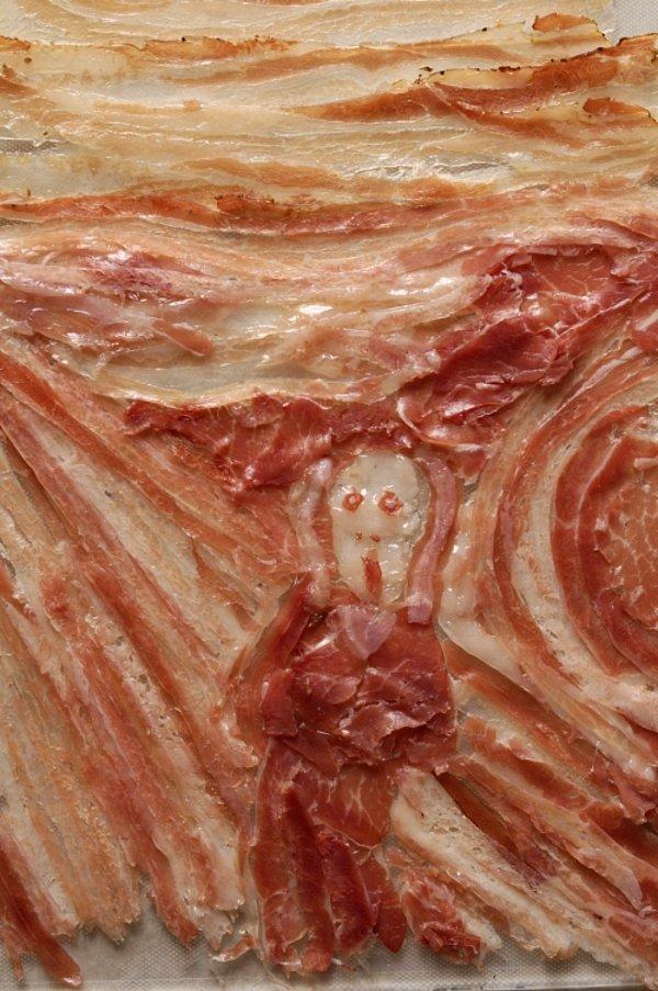2. Edvard Munch'ün ünlü tablosu Çığlık, bu etli haliyle vegan korkusunu anlatmış sanki.