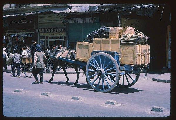8. 1960lı yıllarda Şam'a getirilen çoğu ürün binek hayvanları tarafından getiriliyordu. Cushman bu fotoğrafı "tam yük" olarak adlandırmış.