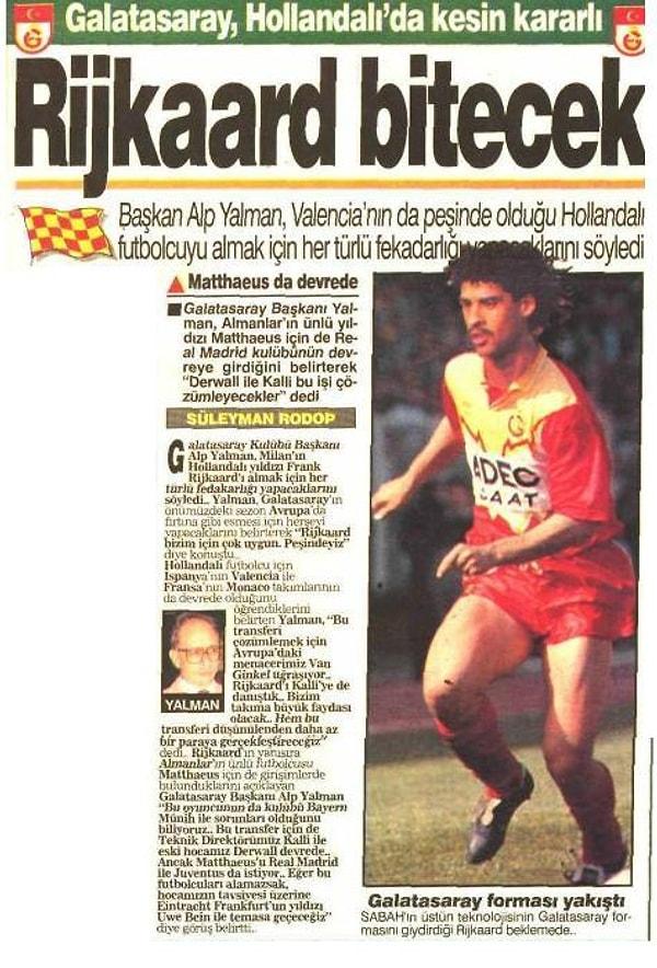 1. Üstün teknolojiyle Galatasaray forması giydirilen Rijkaard