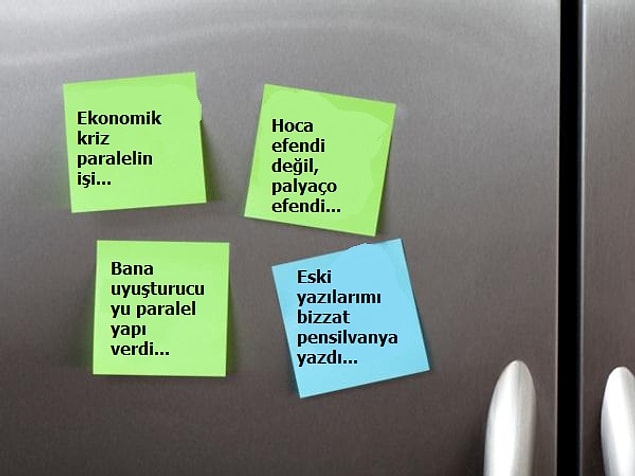 17. Buzdolabına iliştirilmiş "Ak Partiye yapılacak alternatif övgüler" listesine her gün bir madde eklememiz konusunda baskı görürdük.