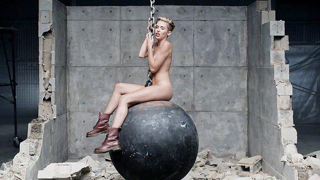 36. She did a video sitting butt naked on a wrecking ball!