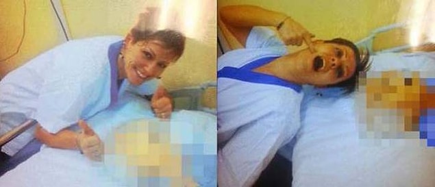 3. İşte Poggiali'nin öldürdüğü hastanın cansız bedeniyle verdiği poz.