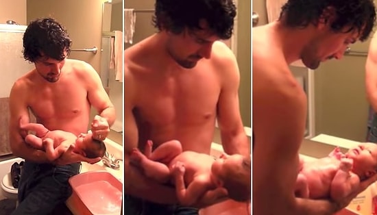 Kızlar Dikkat Kalbiniz Eriyebilir: Bebeğine İlk Banyosunu Yaptıran Baba