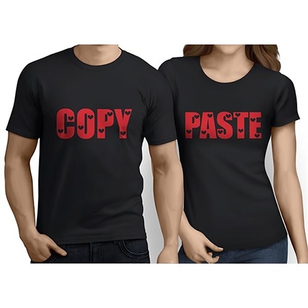 Sevgili Tişörtleri - Siyah - Copy Paste