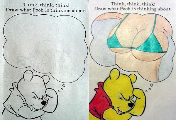 1. "Düşün, düşün, düşün ve Pooh'un ne düşündüğünü çiz."