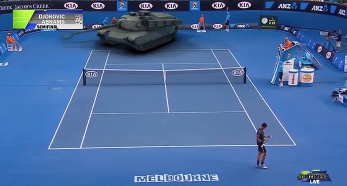 Tank ile Tenis Maçı Yapan Djokovic