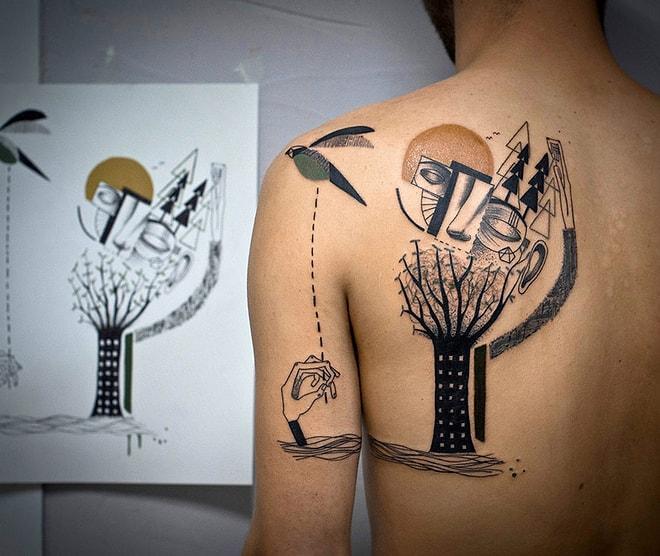 Müşterilerinin Hikayelerine Göre Sürreal ve Kübist Dövmeler Yapan İki Sanatçının 20 Şaheseri