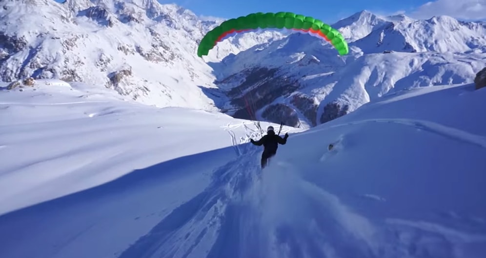 Paraşüt ve Kayak Keyfini Bir Arada Kullanarak Adrenalinin Tavan Yapması