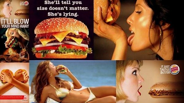 7. Hamburger ile seks arasında direkt bağlantı olduğunu savunan reklamlar.