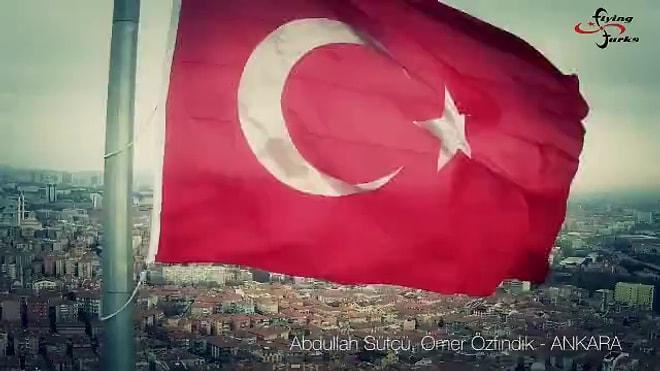 Drone ile Türk Bayrağının Farklı İllerden Görüntüleri