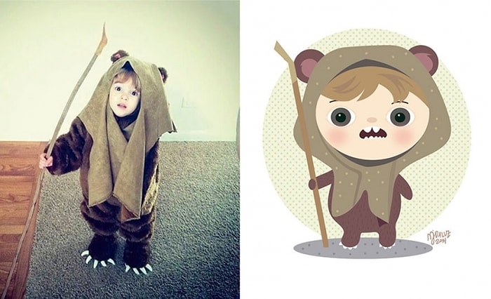 Çocukların Fotoğraflarından Yapılmış 15 Aşırı Tatlı İllustrasyon