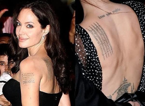23. Ve işte annelik müessesinin en duyarlılarından biri; Angelina Jolie ve dövmeleri