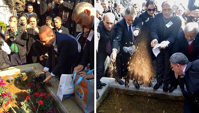 Memleketinden toprak getirildi