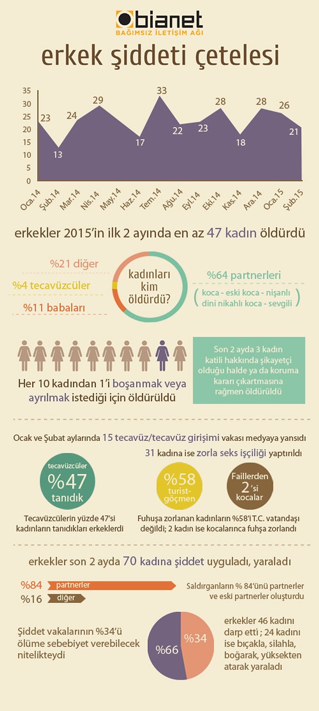 Erkek Şiddetinin 2 Aylık Grafik Özeti
