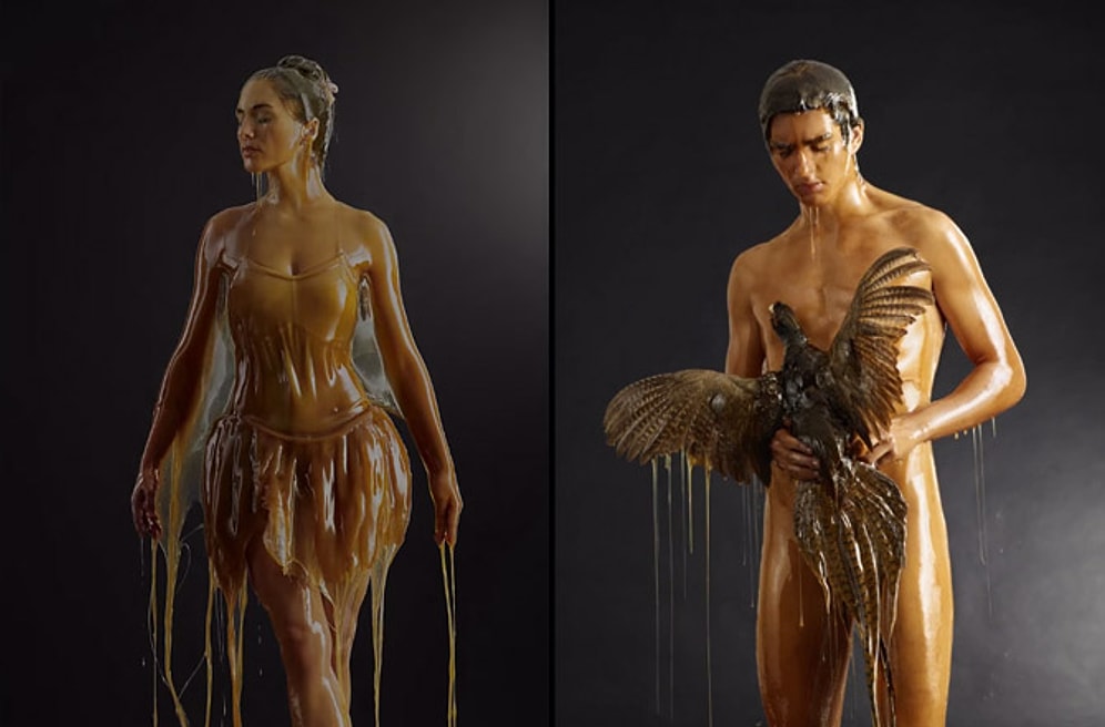 Üzerlerine Bal Döktürüp Fotoğraf Çektiren İnsanlar