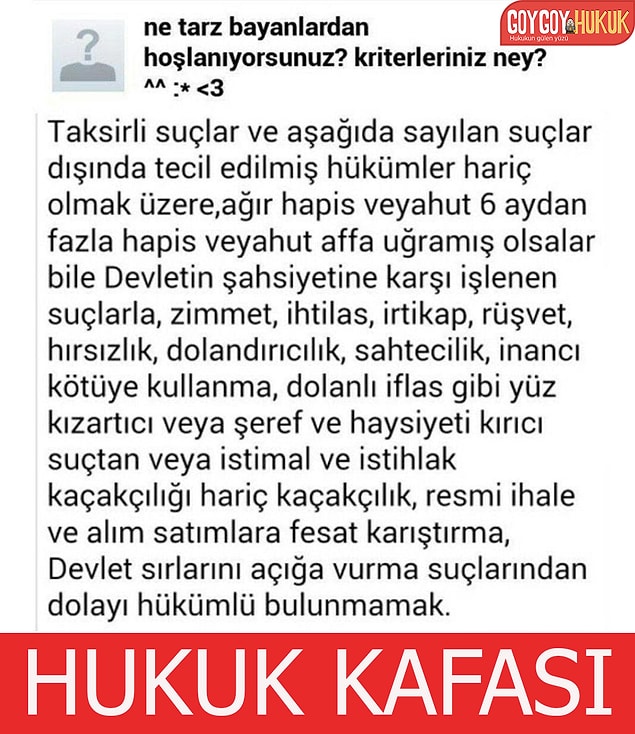 Hukuk kafa yapar.