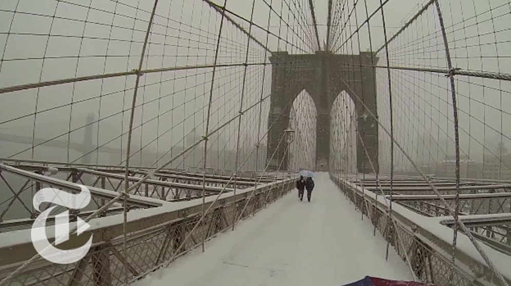 Şemsiye Üstü Kameradan Karlar İçindeki New York