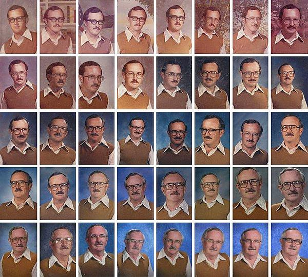 8. Yıllık fotoğrafları için 40 yıldır aynı kıyafetleri giyen bu öğretmenimiz