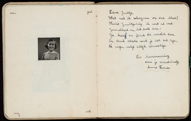 Anne Frank'in bir arkadaşının defterine yazdığı şiir