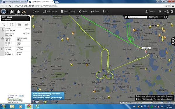 Havacılık hayranlarının olduğu Flightradar24'ün twitter adresine koyulan bir fotoğrafta, insanlar Lakeland, Florida üzerinde seyreden farklı bir şey olduğunu gördüler.