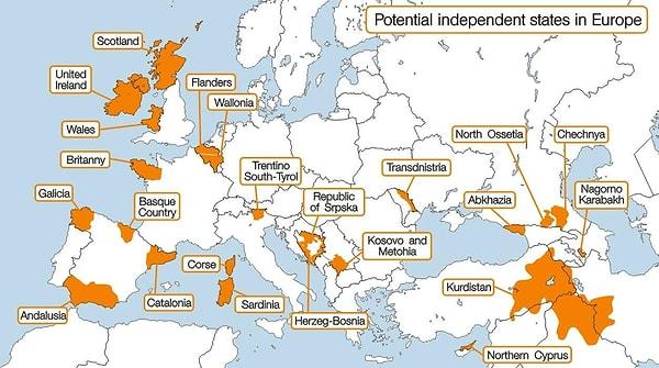 Gelecekte Bağımsız Olma İhtimali Olan Avrupa Bölgeleri