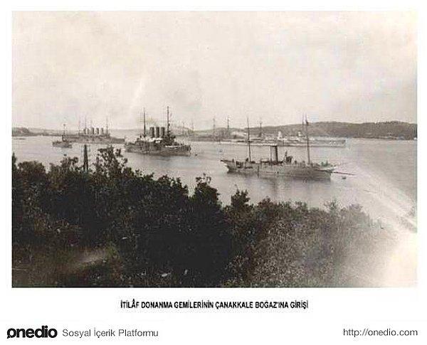 31. İtilaf donanma gemilerinin Çanakkale Boğazı´na girişi