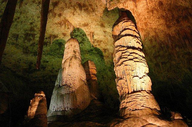 20. 220 ft. high stalagmites.