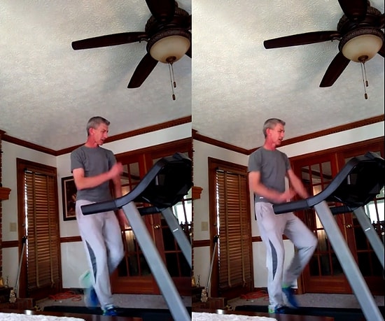 Yürüme Bandı Üzerinde 'Like Jagger' Eşliğinde Dans Figürlerini Sergileyen Adam