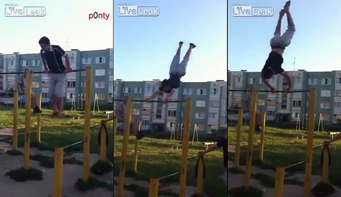 Barfiks Çubuğunda Takla Atarken Taklaya Gelen Çocuk