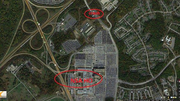 Olayın yaşandığı yerle NSA merkezinin bulunduğu bina arasındaki mesafe şöyle: