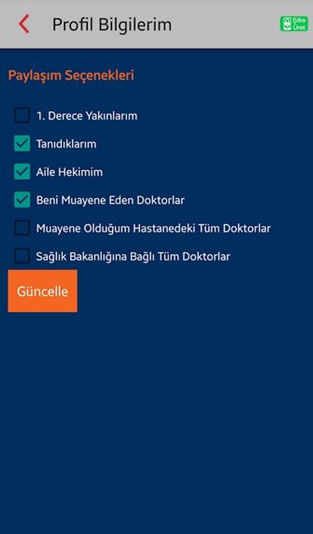 3. Bilgilerinizi hekimizle otomatik olarak paylaşabilirsiniz