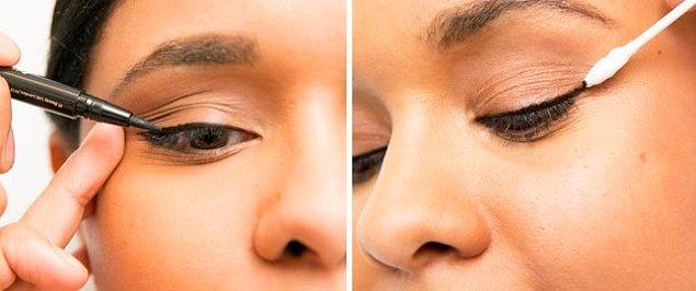 6. Eyeliner sürerken cildinizi sağa sola çekiştirmeyin.