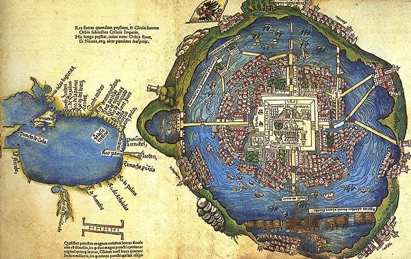6. Azteklerin başkentinin adı "Tenochtitlan"dı ve bir gölün ortasında bulunuyordu.